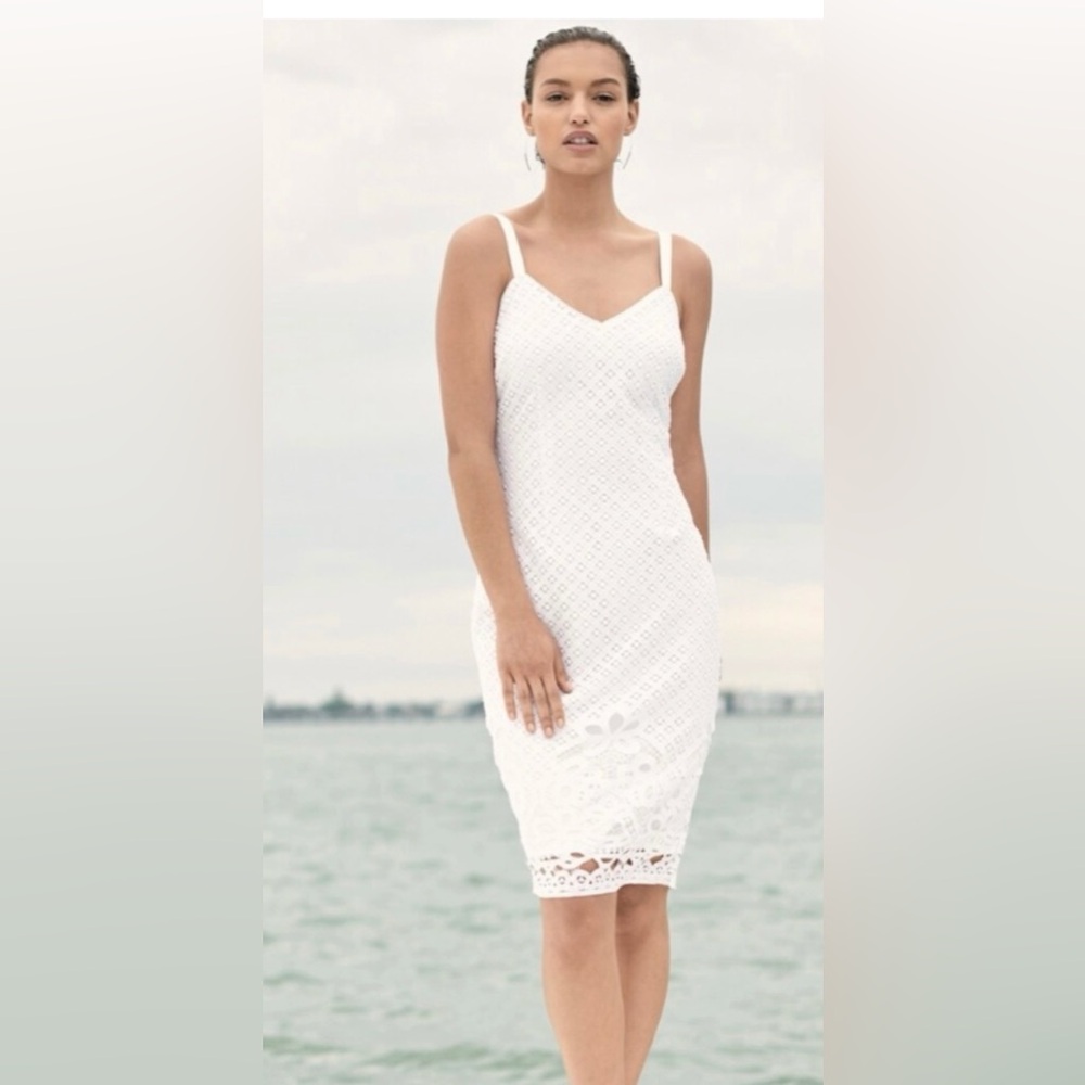 White Lace eyelet sheath Dress -WHBM